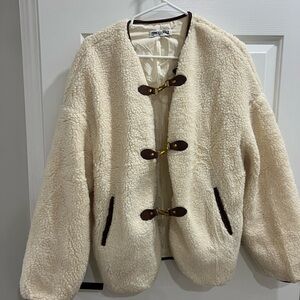 Princess Polly Teddy Jacket with Brown Details